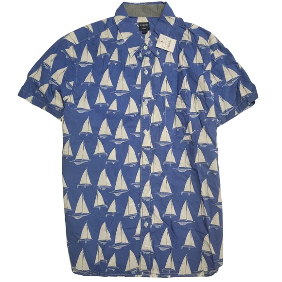 J. Crew Nautical Sailboat Short Sleeve Button Down Shirt - Picture 2 of 8